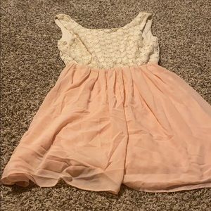Ivory and pink lace dress